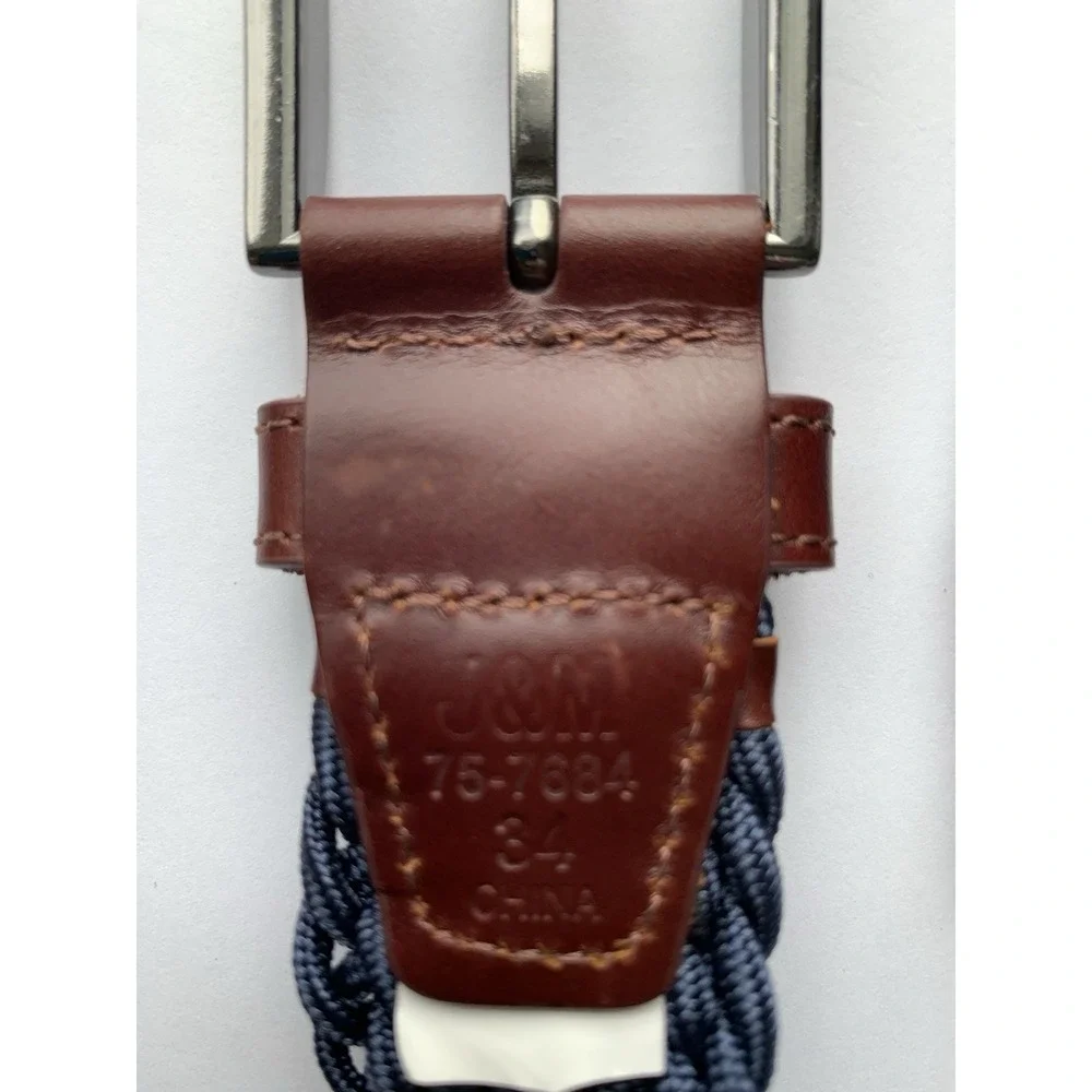 Johnston Murphy Mens 34 Navy Braided Stretch Belt Woven Golf Leather